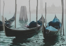 Gondolas in the mist 95 x 95cm